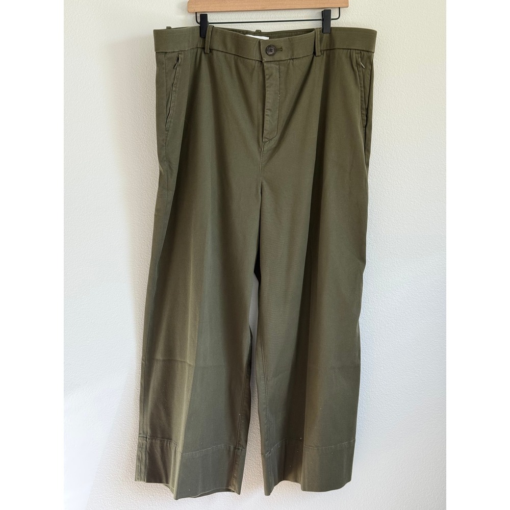Spanx Stretch Twill Wide Leg Pants 3X Tall Olive Green High Rise Workwear Pants